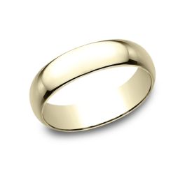 Benchmark 10K Yellow Gold Regular Dome Classic Fit 6mm Band - Size 9