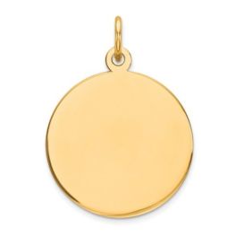 10K Yellow Gold Plain Round Engravable Charm