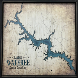 Wood Vintage Map Of Lake Wateree