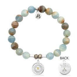 Sterling Silver You Are My Sunshine Blue Calcite Beaded Bracelet