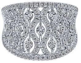 Ladies Gabriel & Co. 14K White Gold Intricate Openwork Diamond Ring - Size 6.5