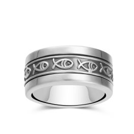 Sterling Silver Fish Spinning Band 
