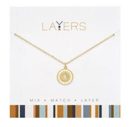 Layers Gold Tone Starburst Coin Necklace