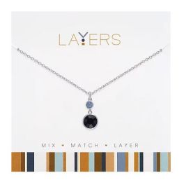 Layers Silver Tone Drop Stone Montana Blue Necklace