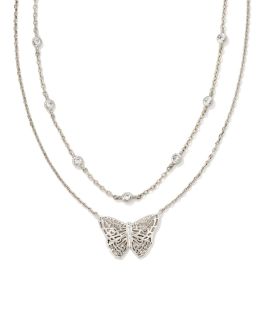 Kendra Scott Hadley Butterfly Multi Strand Necklace In Silver