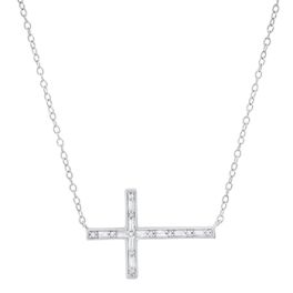 10K White Gold Sideways Cross Diamond Necklace - .10CT