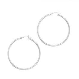 Sterling Silver Hoop Earrings - 3x50mm