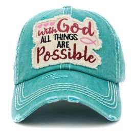With God All Things Are Possible Hat - Turquoise