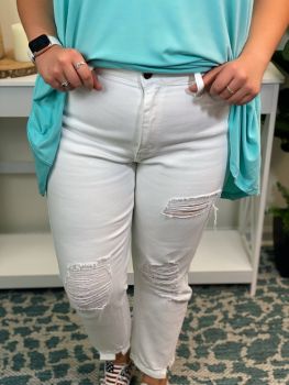 Real Talk High Rise Straight Jeans - White