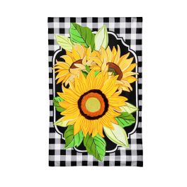 Sunflowers And Checks Linen House Flag