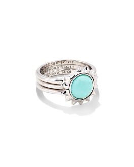 Sienna Silver Sun Ring Set In Light Blue Magnesite - Size 8