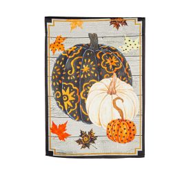 Patterned Pumpkins and Leaves Suede House Flag
