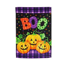 Boo Jack-O-Lanterns Textured Suede Garden Flag