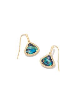 Kendra Scott Kendall Gold Drop Earrings In Bronze Veined Lapis Turquoise Magnesite 