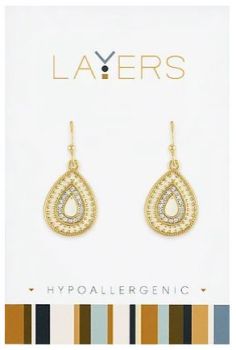 Layers Gold Tone Boho Teardrop CZ Dangle Earrings