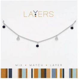 Layers Silver Jet Black & Disc Necklace