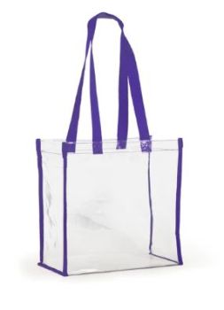 Clear Stadium Tote Bag With Purple Trim