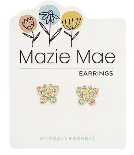 Mazie Mae Gold Opal & Vintage Rose Butterfly Stud Earrings