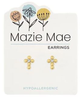 Mazie Mae Gold Bubble Cross Stud Earrings