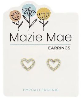 Mazie Mae Gold Open Heart Cubic Zirconia Stud Earrings