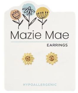 Mazie Mae Gold Sunflower Stud Earrings