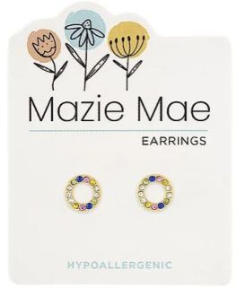 Mazie Mae Gold Rainbow Open Circle Stud Earrings
