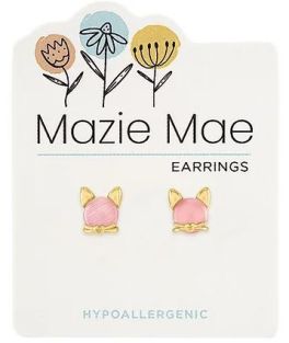 Mazie Mae Gold Rosewater Opal Cat Stud Earrings