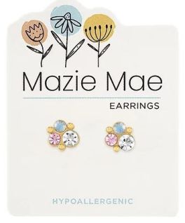 Mazie Mae Gold Gold White Opal & Vintage Rose Cluster Stud Earrings