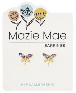 Mazie Mae Gold Violet Dragonfly Stud Earrings