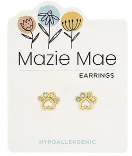 Mazie Mae Gold Opal Paw Print Stud Earrings