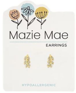 Mazie Mae Gold Cubic Zirconia Leaf Stud Earrings