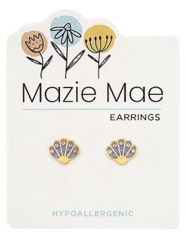 Mazie Mae Gold Purple Seashell Stud Earrings