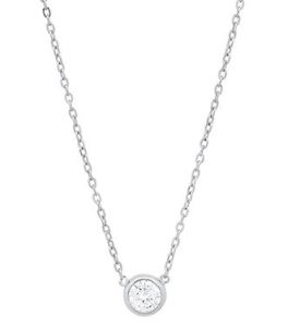 Sterling Silver Round Cubic Zirconia Bezel Necklace