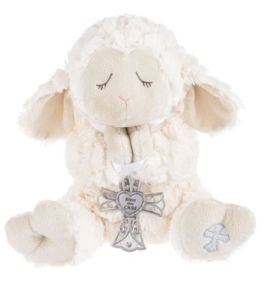 Serenity Lamb With Cross - Cream