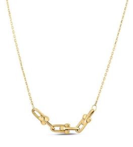 14K Yellow Gold Beaded Paperclip Necklace