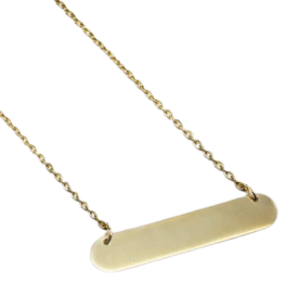 Sterling Silver Rounded Gold Tone Small Bar Necklace
