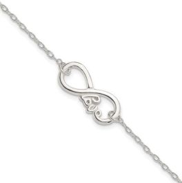 Sterling Silver Infinity Sign With LOVE - 7.5"