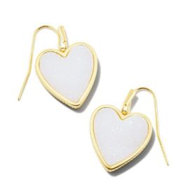 Kendra Scott Gold Heart Drop Earrings - Gold Iridescent Drusy