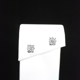 14K White Gold .55CTTW Diamond Cluster Stud Earrings