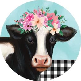 Floral Cow Accent Magent