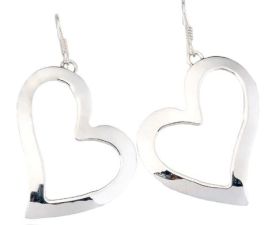 Sterling Silver Sideways Heart Earrings