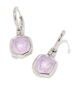 Kendra Scott Davie Silver Tone Butterfly Intaglio Huggie Earrings - Lavender Opalite