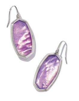 Kendra Scott Silver Tone Framed Elle Earrings - Lavender Opalite Illusion