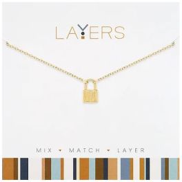 Layers Gold Tone Padlock Layers Necklace
