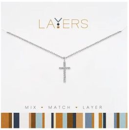 Layers Silver Hammered Cross Necklace
