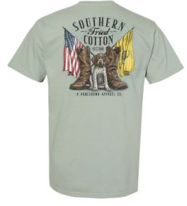 Southern Fried Cotton Pup & Flags Short Sleeve T-Shirt