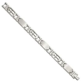 Stainless Steel Brushed & Polished Cross Link Bracelet - 8.5"