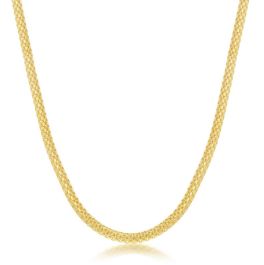 Sterling Silver Gold Plated 3mm Flat Mesh Chain 