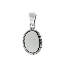 Sterling Silver Small Oval Rope Pendant 