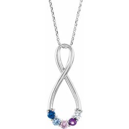 Sterling Silver 5-Stone Family Infinity Style Necklace